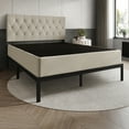 thumbnail image 1 of Home Design Warren Queen 8" Metal Box Spring with Durable Metal Construction & Two-Tone Fabric Cover, Black/Warm Gray, Easy Assembly, 1 of 9