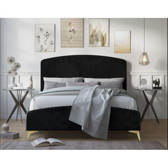 HMD Waylon King Upholstered Panel Bed, Black