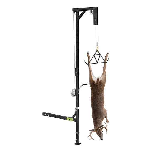 HME Game Hoist Kit with Winch Gambrel, 400 Pound Capacity, Adjustable Height, Black