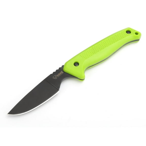 HME HMEKNFBCK Fixed Blade 2.5" 420HC Stainless Steel Black Oxide Caper Thermoplastic Rubber Green