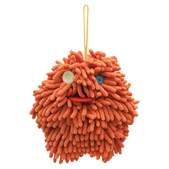 REGALWOVEN 1 Pack Chenille Hand Towels with Loop, Cute Soft Absorbent Decorative Hand Drying Hanging Ball Towels Orange 7" x 7"