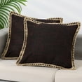 thumbnail image 1 of REGALWOVEN 1 Pair Linen Pillow Covers Solid Color Throw Pillow Covers for Living Room Sofa and Bedroom Black 18" x 18", 1 of 6