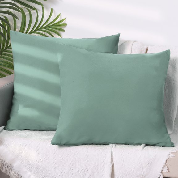 REGALWOVEN 1 Pair Solid Color Pillowcases with Hidden Zipper for Bed, Sofa, Chair and Couch Mint Blue 16" x 16"