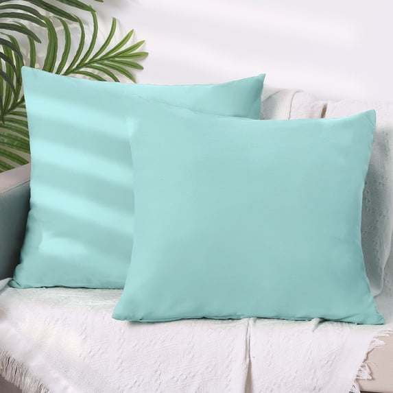 REGALWOVEN 1 Pair Solid Color Pillowcases with Hidden Zipper for Bed, Sofa, Chair and Couch Sky Blue 16" x 16"