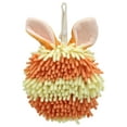 thumbnail image 1 of REGALWOVEN 1 Pc Fluffy Chenille Ball Hand Towels with Hanging Loops Rabbit Shape Quick Drying Soft Absorbent Orange 7" x 7", 1 of 4