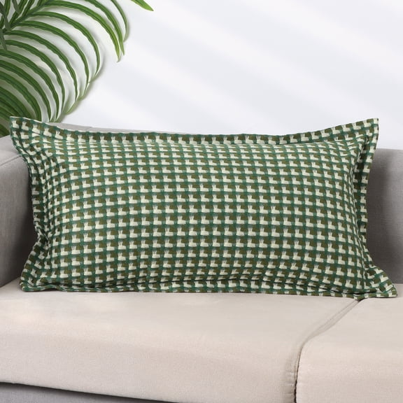 REGALWOVEN 1 Pc Plaid Pillow Covers with Pattern Decorative Pillow Cases Retro Square Cushion Covers Green Grid 12" x 20"