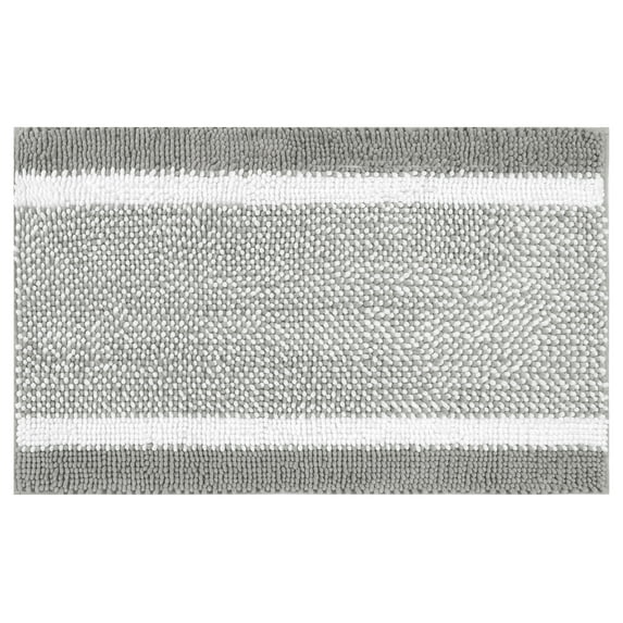REGALWOVEN 1 Pcs Chenille Striped Bathroom Rug Mat, Non-Slip Soft Plush Shaggy Bath Carpet, Machine Washable Grey 16' x 24'