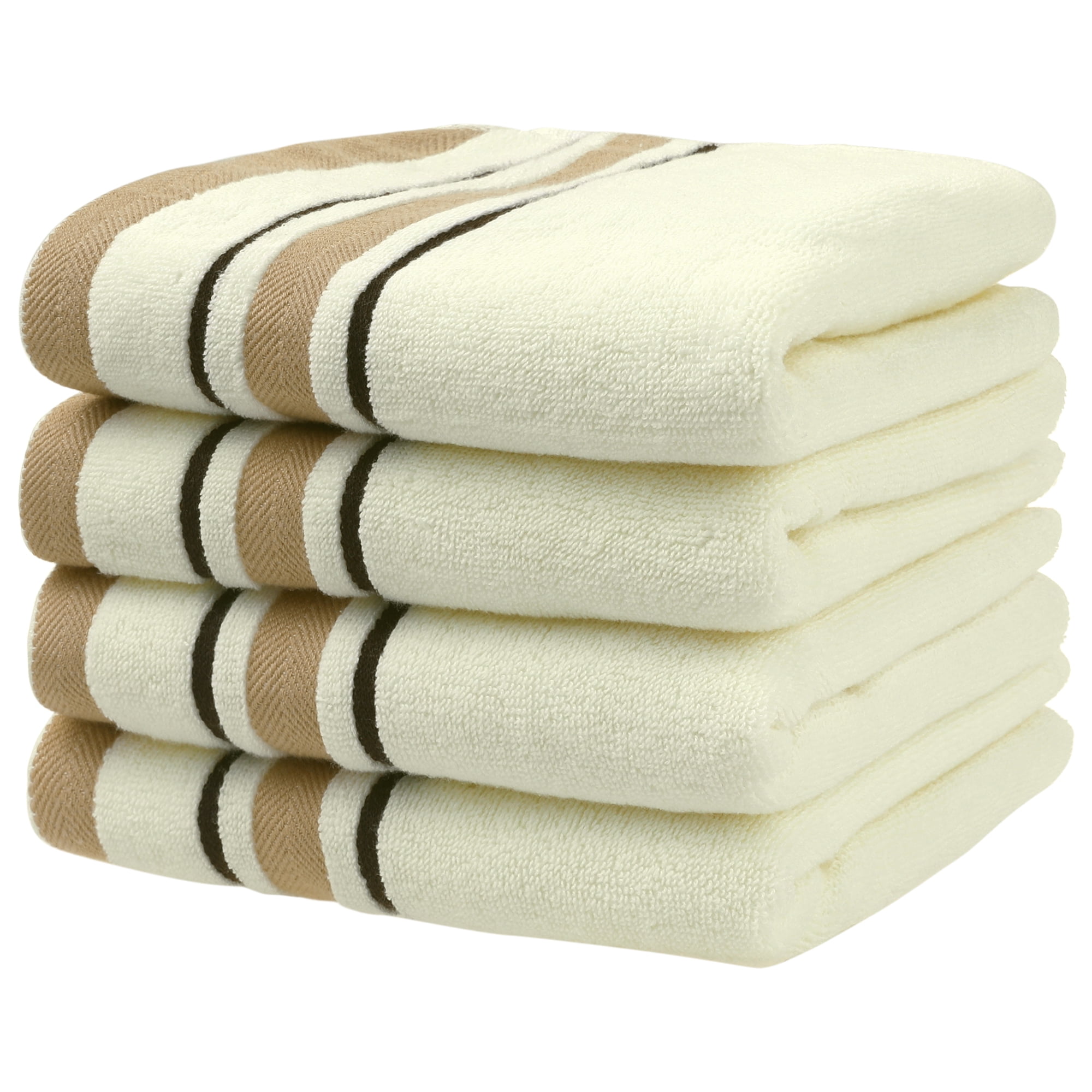 REGALWOVEN 100% Cotton Hand Towels 14" x 30", Lightweight, Soft, Absorbent Washcloths Set for Home Bathroom Hotel Beige 4pk