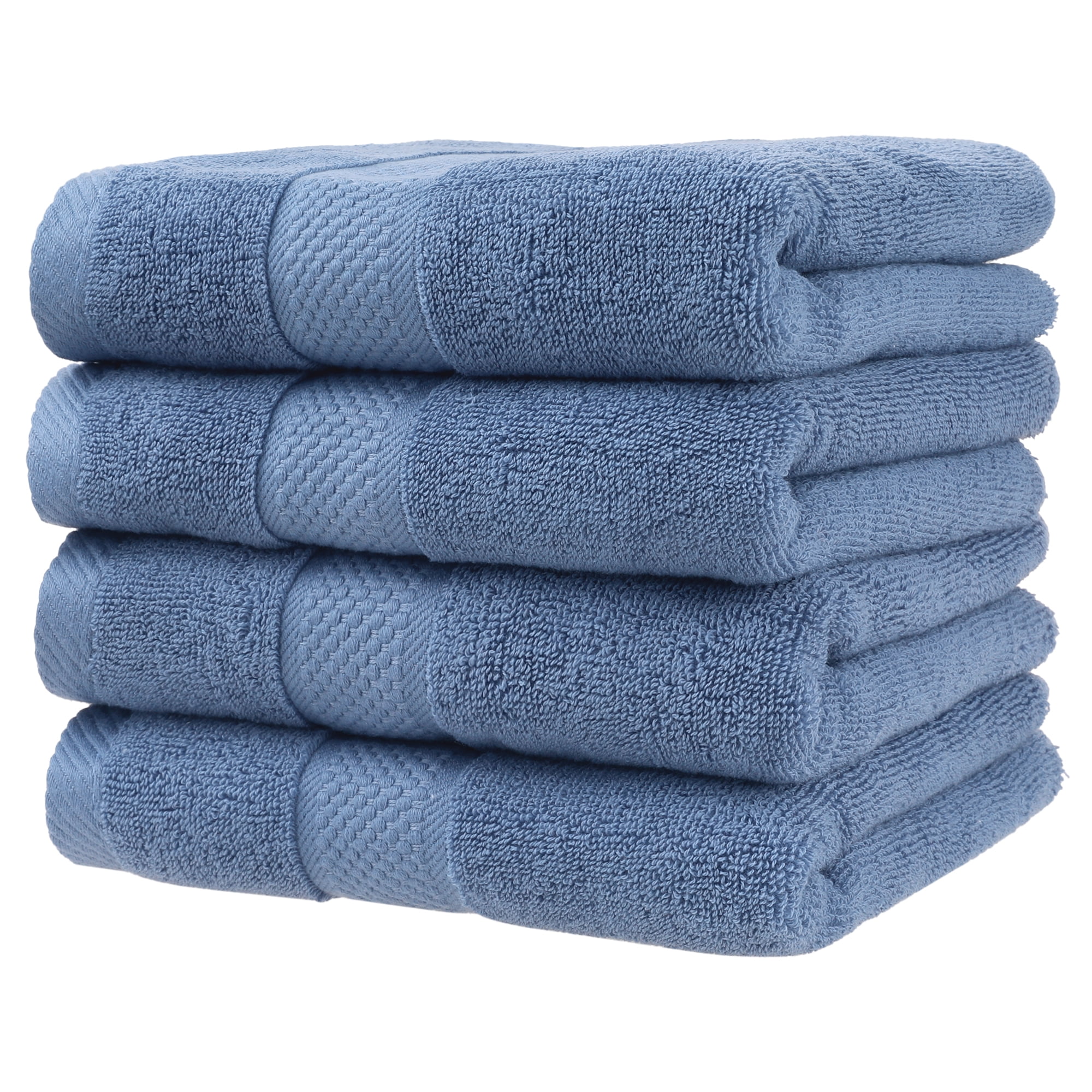 REGALWOVEN 100% Cotton Hand Towels 14" x 30", Lightweight, Soft, Absorbent Washcloths Set for Home Bathroom Hotel Blue 4pk