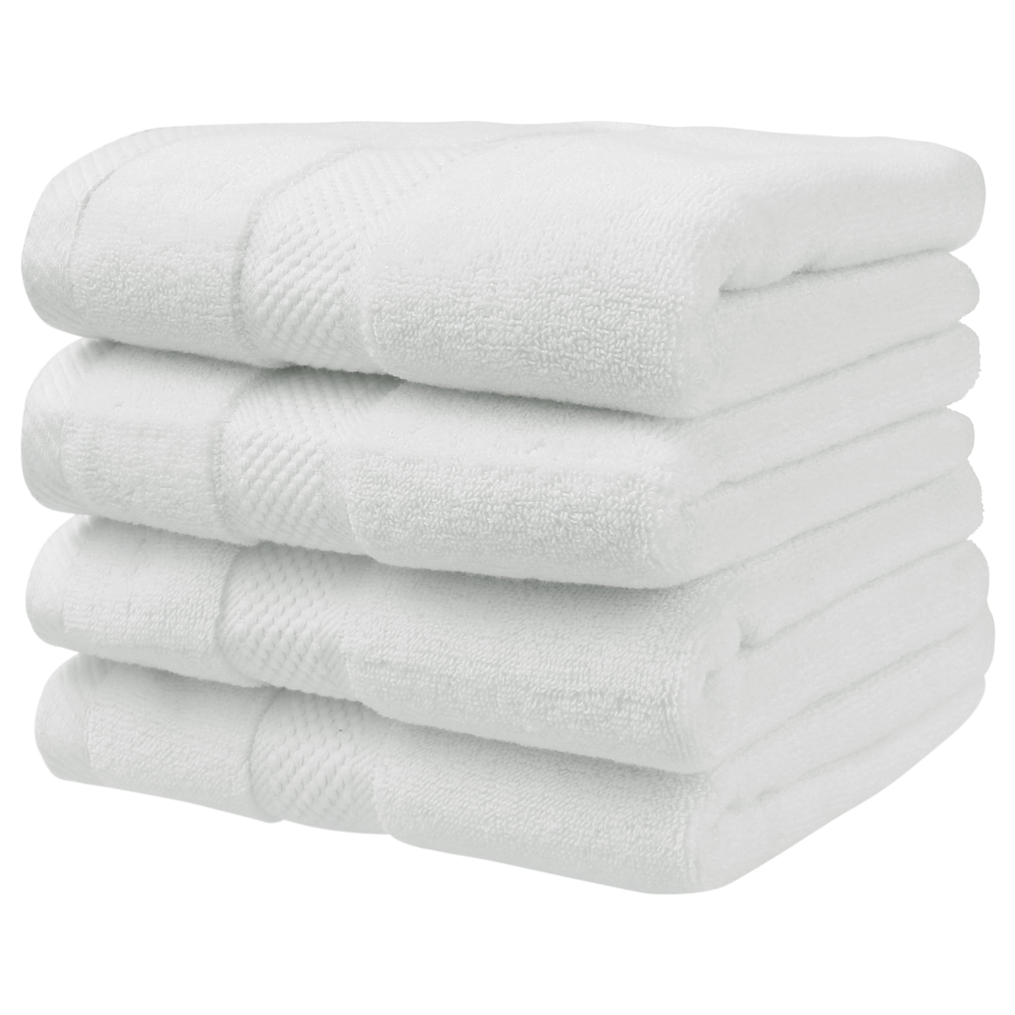REGALWOVEN 100% Cotton Hand Towels 14" x 30", Lightweight, Soft, Absorbent Washcloths Set for Home Bathroom Hotel White 4pk