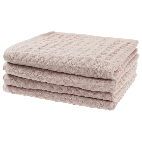 REGALWOVEN Cotton Home Soft Absorbent Hand Towels 14" x 32", Waffle Weave Towel Sets for Bathroom Pink 4