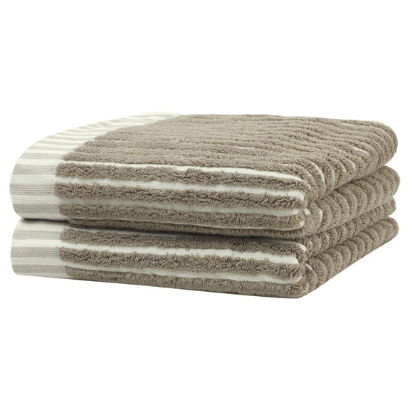 REGALWOVEN 100% Cotton Striped Hand Towels, Soft Absorbent Quick Drying Towel Sets for Home, Hotel, 14" x 32" Khaki 2