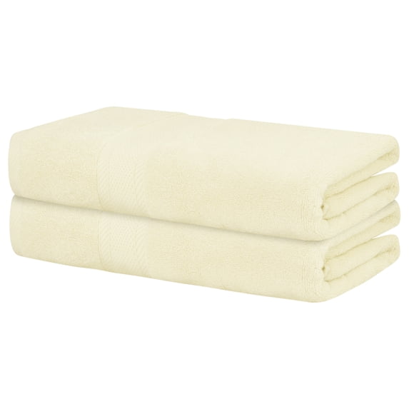 REGALWOVEN 2 Pack Cotton Bath Towels Set, Soft, Quick Dry, Highly Absorbent for Daily Use Beige 28' x 56'