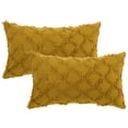 thumbnail image 1 of REGALWOVEN Set of 2 Solid Color Cut Flower Checkered Throw Pillow Covers Soft Cozy Neutral Decorative Cushion Covers for Sofa Home Decor Yellow 12" x 20", 1 of 6