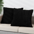 thumbnail image 1 of REGALWOVEN 2pcs Checked Faux Fur Plush Throw Pillow Covers Solid Soft Fuzzy Cozy Pillowcases Black 16" x 16", 1 of 6