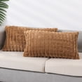 thumbnail image 1 of REGALWOVEN 2pcs Checked Faux Fur Plush Throw Pillow Covers Solid Soft Fuzzy Cozy Pillowcases Brown 12" x 20", 1 of 6
