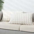 thumbnail image 1 of REGALWOVEN 2pcs Checked Faux Fur Plush Throw Pillow Covers Solid Soft Fuzzy Cozy Pillowcases White 12" x 20", 1 of 6