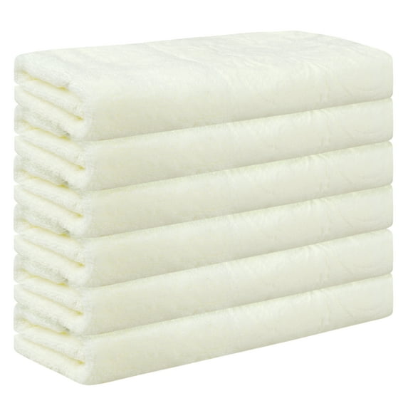 REGALWOVEN 6 Pack Cotton Washcloths, Printed Face Towel, Absorbent and Comfort Face Towels for Bathroom, Hotel, Gym Beige 13" x 13"