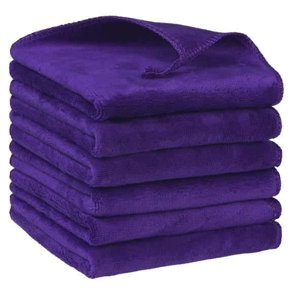 REGALWOVEN 6 Pack Microfiber Kitchen Towels Absorbent Dish Cloths Purple 12" x 12"