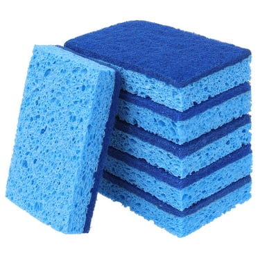HMETOL 6 Pack Scrub Sponge, Bulk Sponges, Dual-Sided Cleaning Sponges, Dishwashing Sponge for Kitchen, Bathroom, Dish Blue 4.3"x2.8"x0.8"
