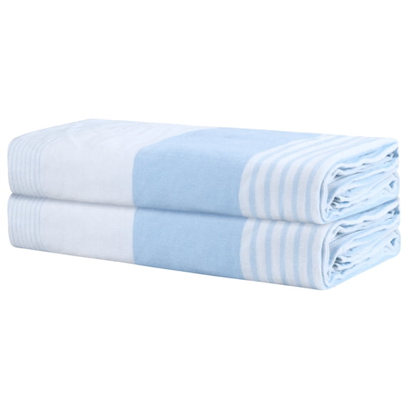 REGALWOVEN Absorbent 2 Pack Cotton Bath Towels Set, Ultra Soft, Light Weight, Quick Dry, Perfect for Daily Use Blue 28' x 56'