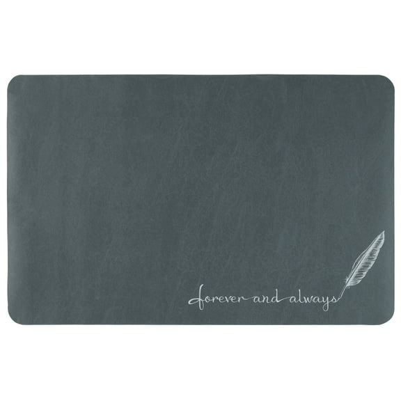 REGALWOVEN Absorbent Bath Mat Non-Slip Floor Rug for Bathroom Kitchen Navy Blue Feather 20' x 32'