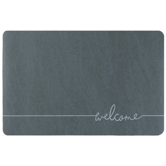 REGALWOVEN Absorbent Bath Mat Non-Slip Floor Rug for Bathroom Kitchen Navy Blue Welcome 18' x 28'