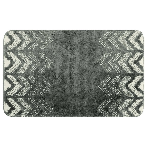 REGALWOVEN Absorbent Bath Mat Rug, Geometric Patterns Bathroom Mat, Non-Slip Carpet for Kitchen, Shower, Dark Grey 16" x 24"