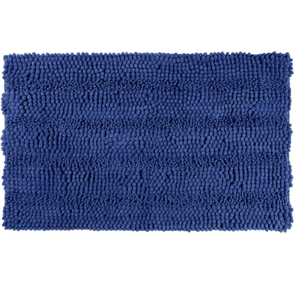 REGALWOVEN Absorbent Chenille Bath Rugs, High Pile Quick Dry Bath Mats for Shower Floor, Bathroom Runner Blue 20" x 32"