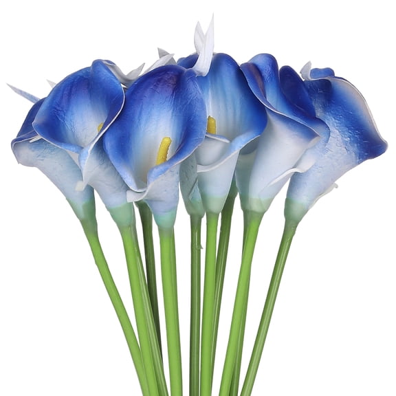 REGALWOVEN Artificial Calla-Lily Flowers, 12 Stem Bouquets Artificial Latex Real Touch Flowers Blue 15.3 in