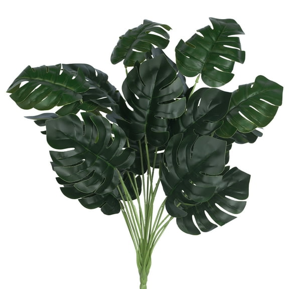 REGALWOVEN Artificial Stems Leaves, Faux Greenery Plants, Fake Palm Turtle Tree Leaves for Party Home Garden Decor 20.8 in Green_Leaves