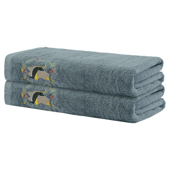 REGALWOVEN Bath Towels, 2 Pack Cotton Soft Bathroom Towels Set Highly Absorbent Towels for Bathroom Grey 28' x 56'