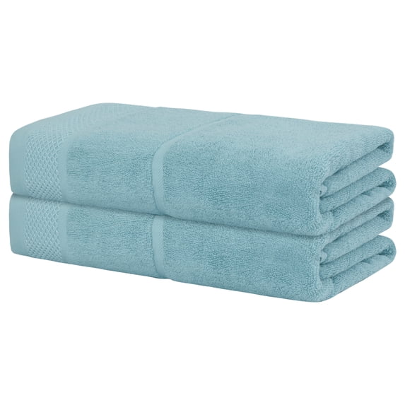 REGALWOVEN Bath Towels Set of 2, Soft Cotton Mesh Bath Towels, Highly Absorbent and Quick Drying Towels Light Blue 28' x 56'