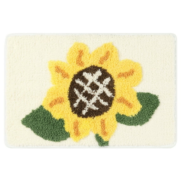 REGALWOVEN Bathroom Rug, Soft Sunflower Pattern Bath Mat for Bathroom No Slip and Absorbent Rugs Floor Mat Beige 16" x 24"