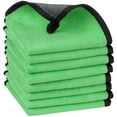 thumbnail image 1 of REGALWOVEN Car Cleaning Cloths 8 Pack Soft Cleaning Rags with Hang Loop Green 12" x 12", 1 of 7