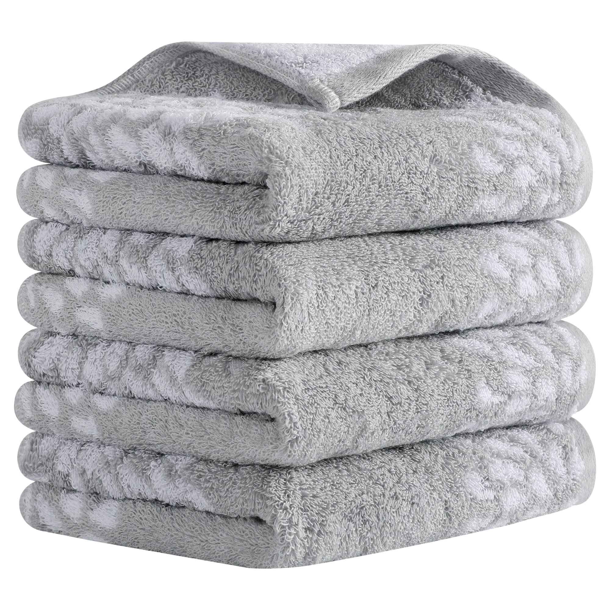 REGALWOVEN Cartoon Patten Hand Towels, Cotton Absorbent Soft Decorative Hand Towel for Bathroom 14 x 30 Inch Grey 4-Piece