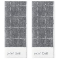 REGALWOVEN Checkered Decorative Hand Towels for Bathroom, Soft Cotton Hand Towel for Kitchen Home Decor (14 x 30 Inch) Grey 2-Piece