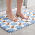 thumbnail image 1 of REGALWOVEN Checkered Non Slip Bath Mats, Soft Fluffy Absorbent Bathroom Rugs for Shower, Sink Blue-2 20" x 32", 1 of 7