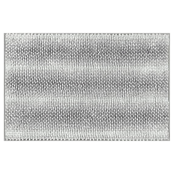 REGALWOVEN Chenille Bathroom Rug Soft and Absorbent Bath Mat Non-Slip Striped Rug Luxury Plush Shaggy Bath Mat Light Gray 16' x 24'