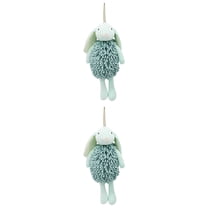 NOMADIC NOOK Chenille Hand Towels 2 Pack, Cute Cartoon Rabbit Shape Fuzzy Ball Hand Towel, Soft Absorbent Decorative Towel for Bathroom 6" x 14" Green