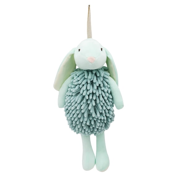 REGALWOVEN Chenille Hand Towels 1 Pc, Cute Cartoon Rabbit Shape Fuzzy Ball Hand Towel, Soft Absorbent Decorative Towel for Bathroom Green 6" x 14"
