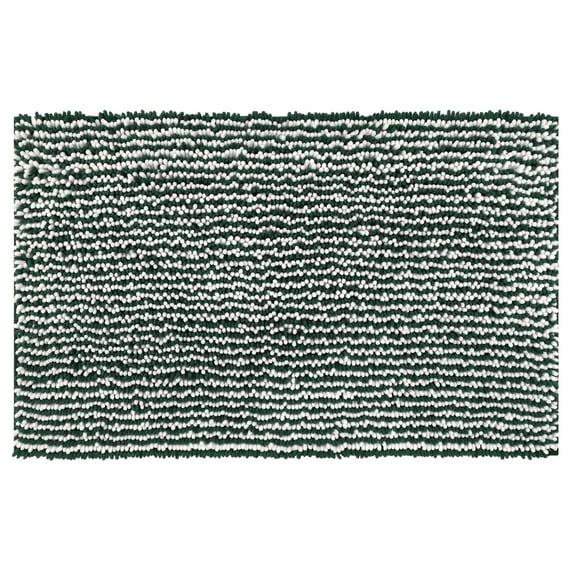 REGALWOVEN Chenille Striped Bathroom Rugs Extra Thick and Absorbent Bath Rug Non-Slip Soft Bath Mat Green 20" x 32"