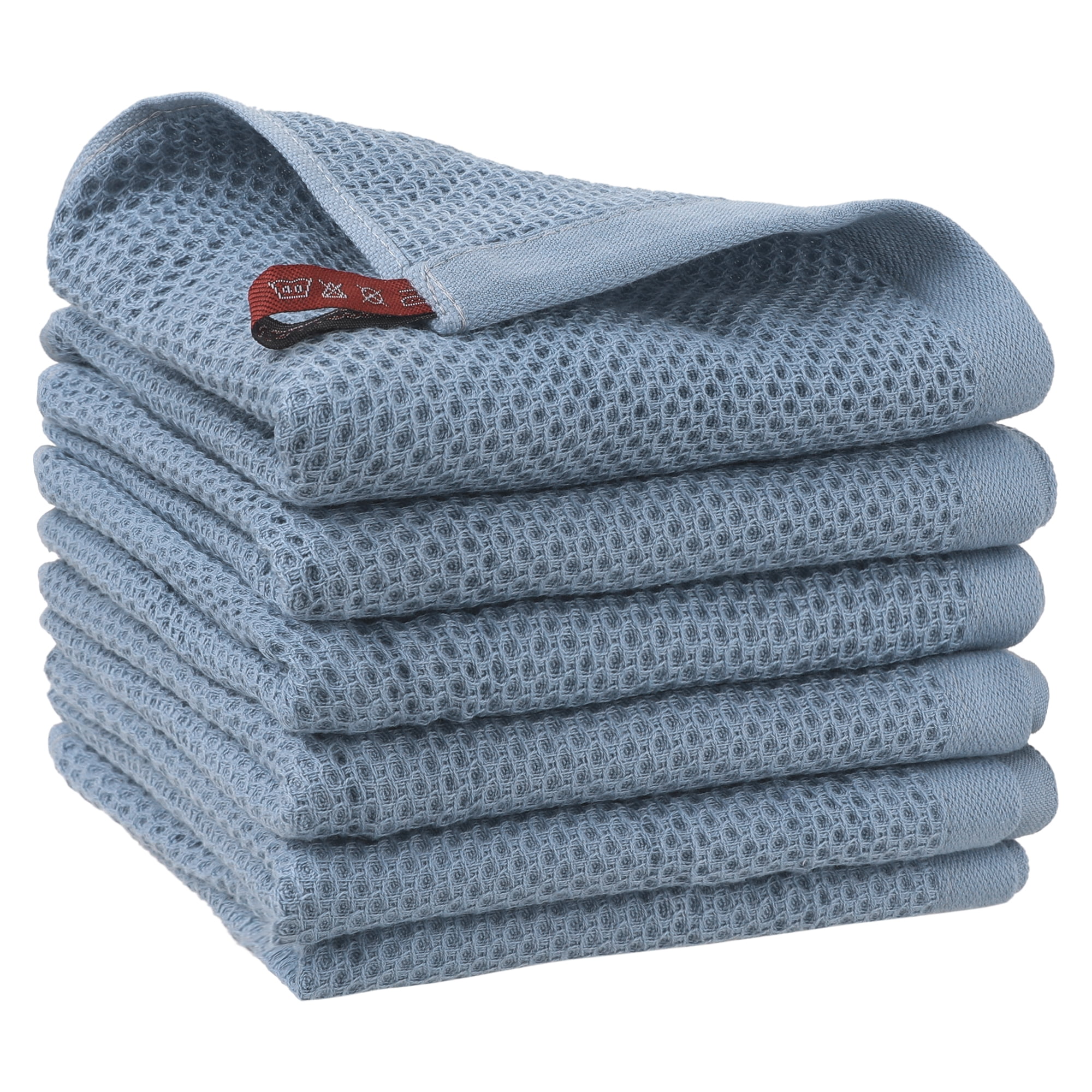 REGALWOVEN Cotton Cleaning Cloth, 6 Pack Cleaning Rag Solid Kitchen Towels for Dish Drying Washing Lint Free Rags Blue 14' x 28'