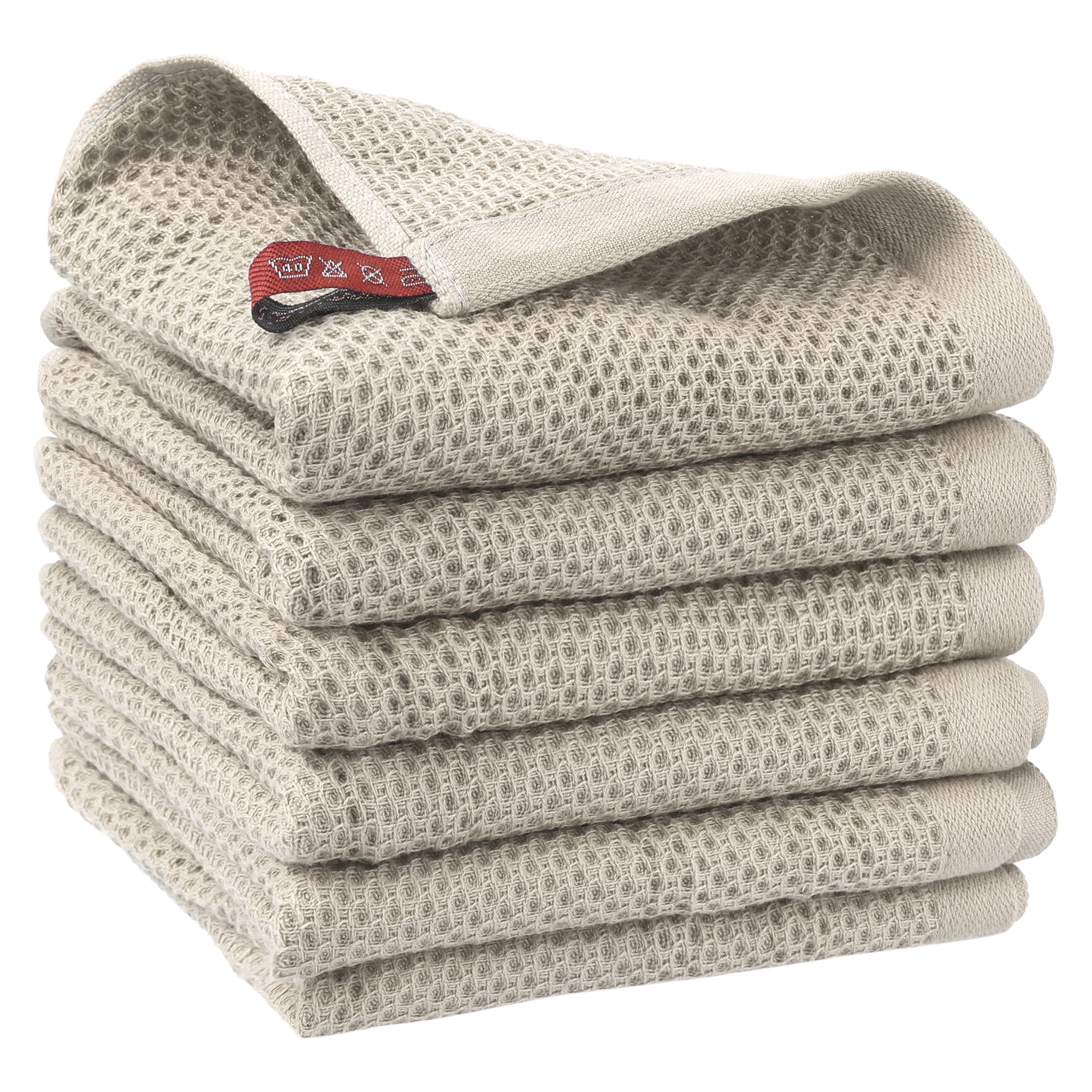REGALWOVEN Cotton Cleaning Cloth, 6 Pack Cleaning Rag Solid Kitchen Towels for Dish Drying Washing Lint Free Rags Khaki 12' x 12'