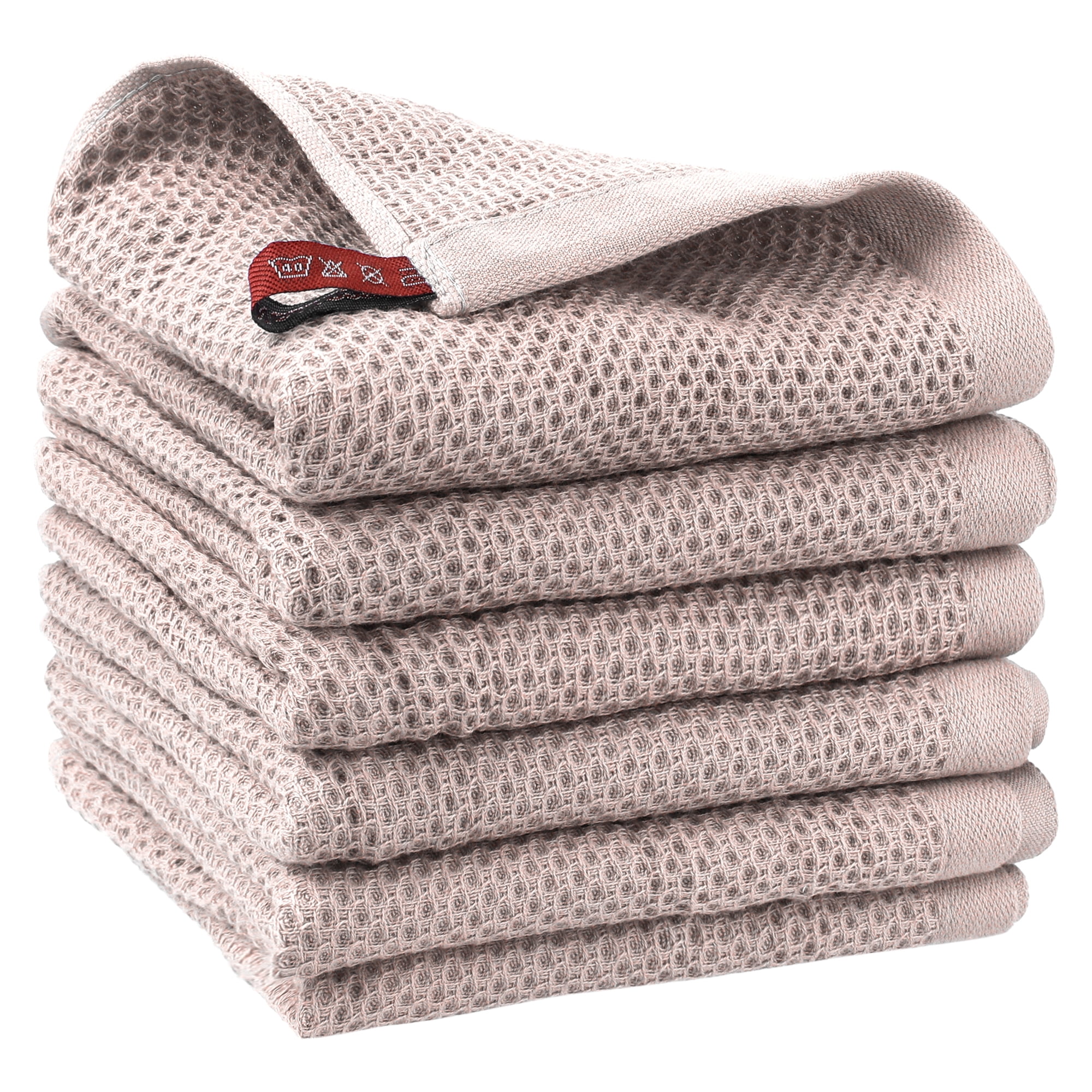 REGALWOVEN Cotton Cleaning Cloth, 6 Pack Cleaning Rag Solid Kitchen Towels for Dish Drying Washing Lint Free Rags Pink 12' x 12'