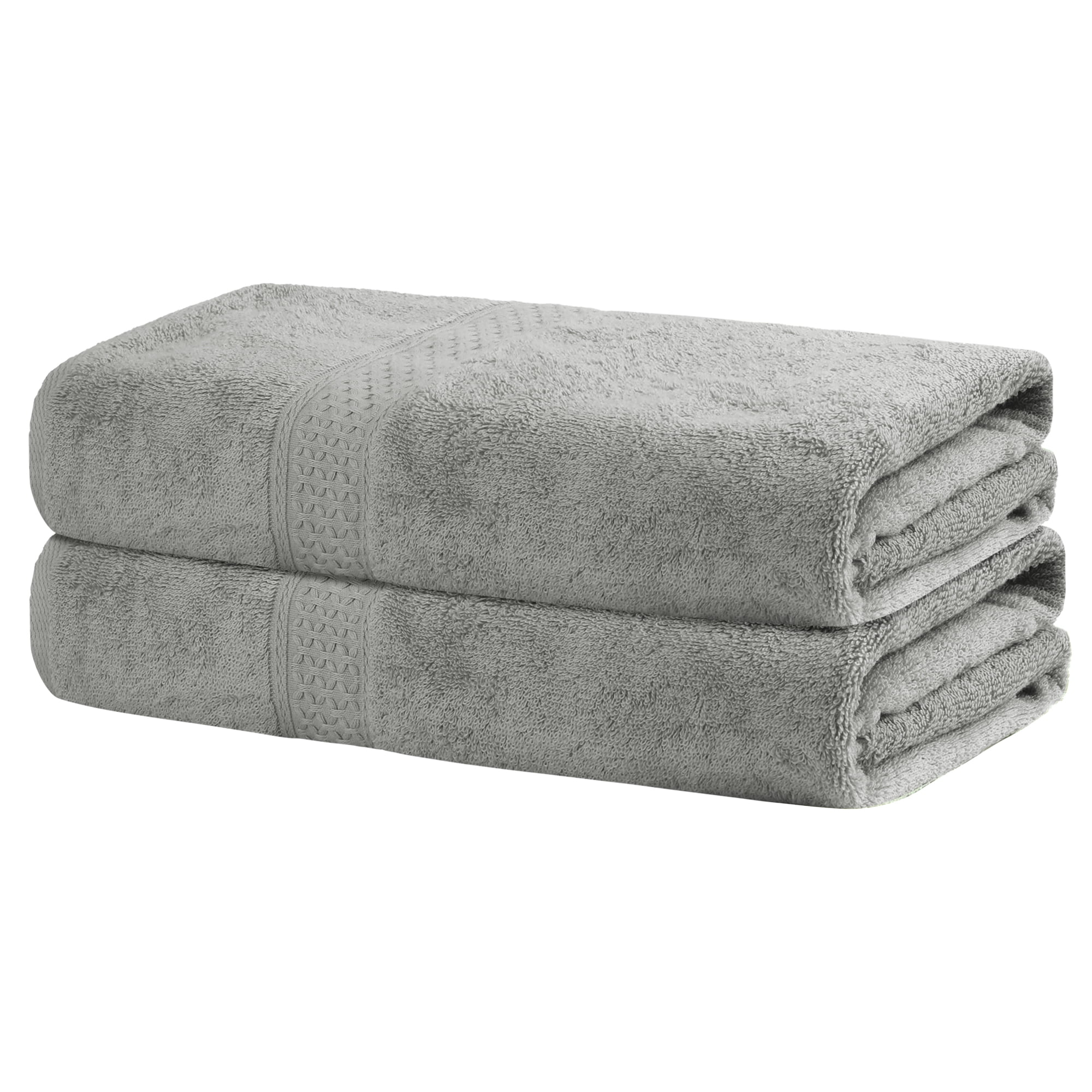REGALWOVEN Cotton Luxury Towels, 2 Pack Bath Towel Set, Ultra Soft Absorbent Quickdry Large Towels for Bathroom Grey 28' x 56'
