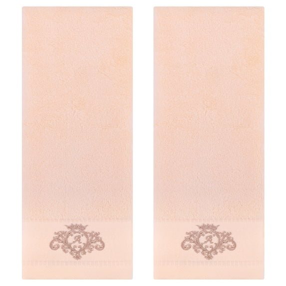 REGALWOVEN Crown Cartoon Pattern Hand Towels for Bathroom, 2 Pack Cotton Hand Towel Set, Soft Absorbent Decorative Towels Beige 13" x 30"