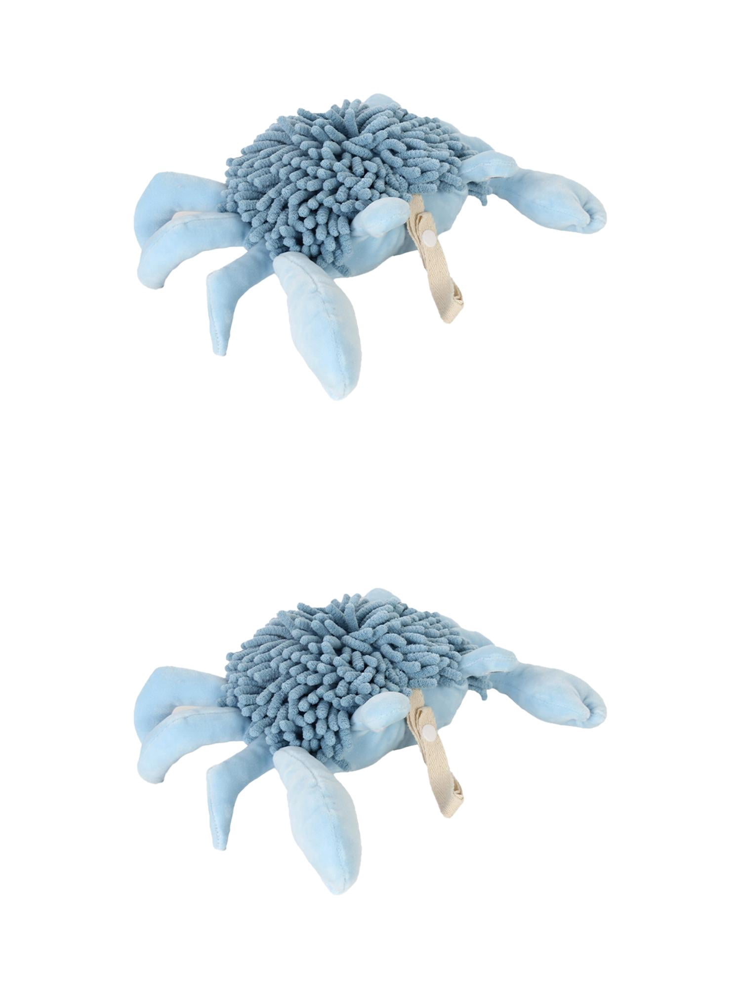 NOMADIC NOOK 2 Pack Cute Animal Chenille Hanging Hand Towels, Cartoon Fuzzy Ball Hand Towel, Soft Absorbent Decorative Bathroom Towels 9" x 12" Blue