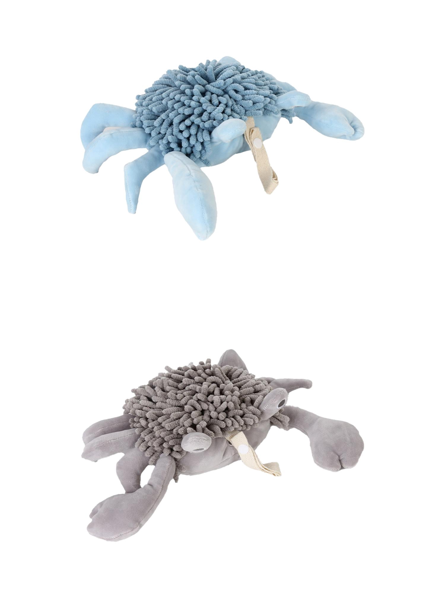 NOMADIC NOOK 2 Pack Cute Animal Chenille Hanging Hand Towels, Cartoon Fuzzy Ball Hand Towel, Soft Absorbent Decorative Bathroom Towels 9" x 12" Grey/Blue