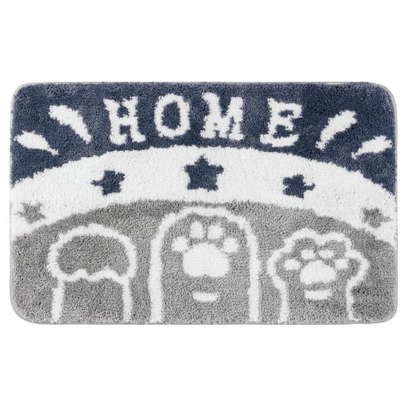 REGALWOVEN Uxcell Cute Bath Mat, Stylish Funny Bathroom Rug with Words, Absorbent and Non-Slip Grey Blue 16" x 24"